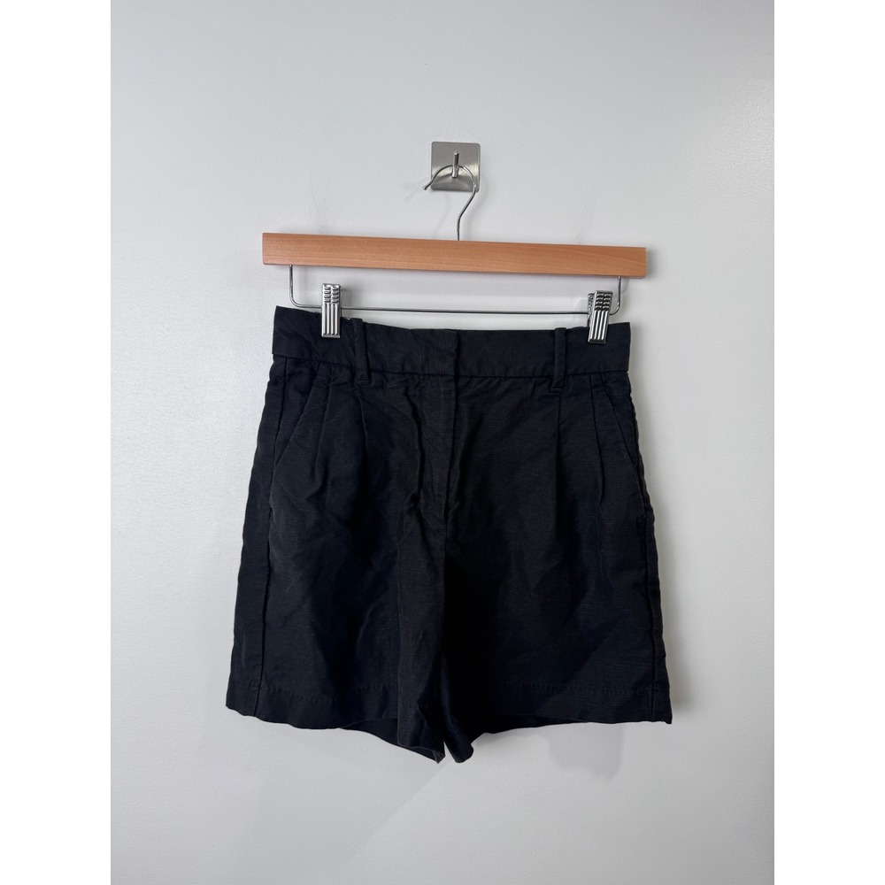 Aritzia Wilfred Women Black Effortless Linen Tencel Pleated Shorts Size 0